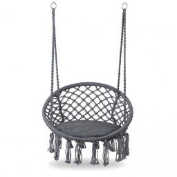 Leagan suspendat pentru interior exterior, cu spatar si perna, cuib de barza, gri, GW-076G