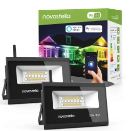 Set 2 proiectoare de podea LED RGB Novostella, Smart, Wifi, Alexa,Google , 20W, Exterior IP66 waterproof