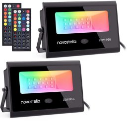 Set 2 proiectoare de podea LED RGB Novostella, Telecomanda , 20W, IP66 waterproof