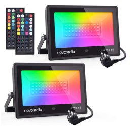 Set 2 proiectoare de podea LED RGB Novostella, Telecomanda , 60W, IP66 waterproof
