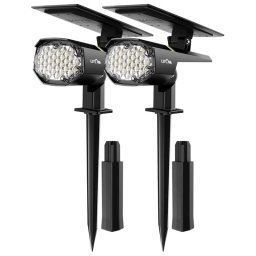 Set 2 bucati Lampa solara LITOM LTCD237, 30 leduri, IP67, lumina calda si rece, senzor de lumina