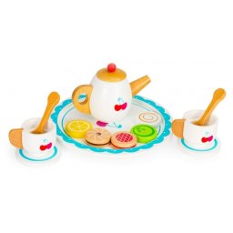 Set cu 14 accesorii pentru ceai din lemn Ecotoys PH01A003