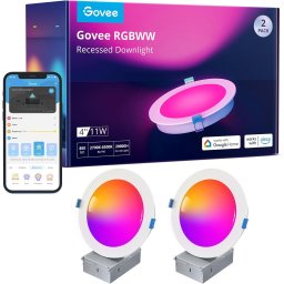 Set 2 spoturi incastrate LED Govee H601B Smart Recessed Lighting 4 Inch, RGBWW, 850 Lumeni, 11W