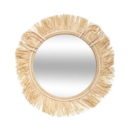 Atmosphera - Oglindă de perete pentru copii LION, diametru 38 cm, ratan/rafie