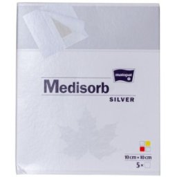 Pansament Adeziv cu Argint, 10 cm x 10 cm, Antibacterian, pentru Plagi Infectate, 5 Bucati