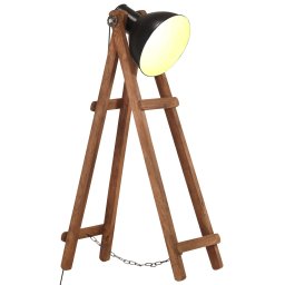 Lampa de podea, negru, lemn masiv de mango, E27 GartenMobel Dekor