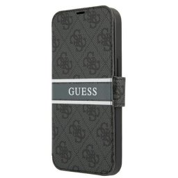 Husa tip carte Guess 4G Stripe pentru Apple iPhone 13 mini, culoare gri