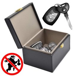 Cutie Faraday pentru chei auto si smartphone, blocare semnal radio, culoare negru