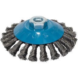 Perie conica din sarma cu noduri, 115x0.5 mm, pentru polizor unghiular, Albastru