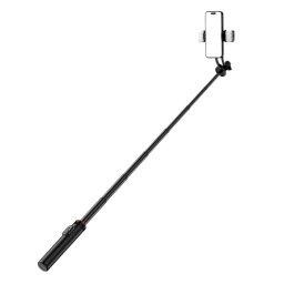 Selfie stick WC12YDS 1.3m cu trepied telescopic si lampa dubla, suport telefon, culoare negru