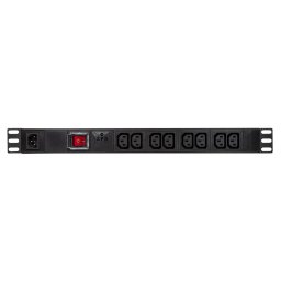 Prelungitor PDU LOGILINK 1U pt. rack 19 inch, 8 prize IEC, intrare IEC, max 10 A, protectie supratensiune, ON/OFF, IP20, negru, "PDU8A02" (timbru verde 0.8 lei)