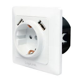 PRIZA LOGILINK, pentru perete, Schuko x 1, USB x2 5V/2.1A , 230V AC, 50 Hz, alb PA0162 (include TV 0.18lei)