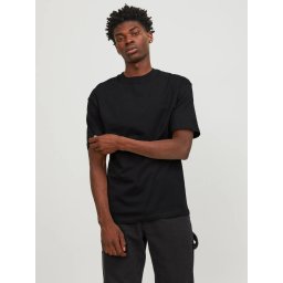 Jack & Jones, Tricou simplu, Bradley, barbati, din bumbac, Relaxed fit, Negru (SELECTATI MARIMEA: S)