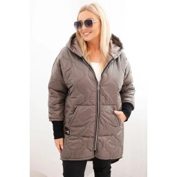 Kesi Włoski Plus Size women's quilted jacket with a hood fango