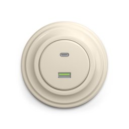 Kliklap - Priză USB retro A+C cu ramă, bej