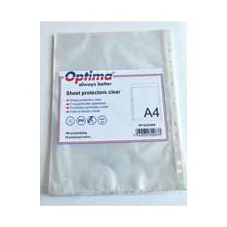 Accesorii birotica Folie protectie pentru documente A4, 40 microni, 100/set, Optima - transparent