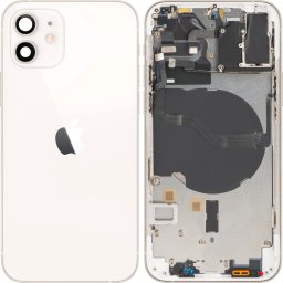 Piese si componente Capac Baterie Apple iPhone 12, Cu Carcasa Mijloc, Alb, Swap