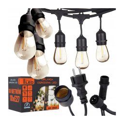 Ghirlandă LED decorativă pentru exterior, 10xE27/1W/230V, 10,94 m, IP44, negru