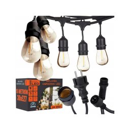 Ghirlandă decorativă LED pentru exterior 15xE27/1W/230V 15,94 m IP44 neagră