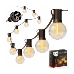 Ghirlandă LED decorativă pentru exterior, 25xE12/1W/230V, 17,5 m, IP65, negru