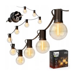 Ghirlandă LED decorativă pentru exterior, 20 x soclu E12, 1 W, 230 V, 20 m, IP65, neagră