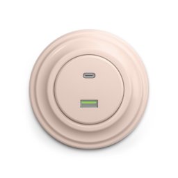 Kliklap - Priză USB retro A+C cu ramă, roz prăfuită