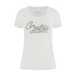 GUESS Tricou argintiu / alb