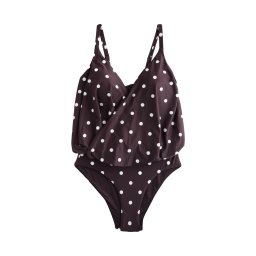 Next Costum de baie întreg ciocolatiu / auriu / alb