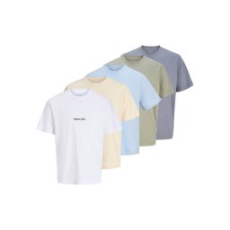 JACK & JONES Tricou 'JORNorrebro' crem / opal / albastru deschis / oliv / alb