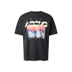 Nike Sportswear Tricou 'FLY ABOVE' azuriu / galben pastel / roz / negru