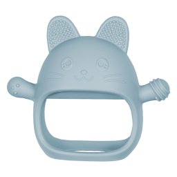 Jucarie pentru dentitie din silicon, appekids, manusa kitty - aqua blue