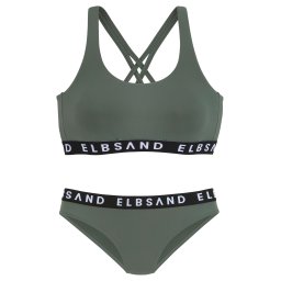 Elbsand Costum de baie două piese kaki / negru / alb