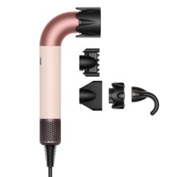 Uscator pentru par cu indreptare si ondulare Dyson HD17 Supersonic r Ceramic 113332-01, 1700 W, 4 setări inteligente de temperatura, 3 viteze, ionizare, Recunoastere RFID a accesoriilor, Protectie pentru scalp, Roz ceramic/Golden Rose