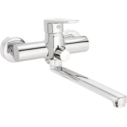 Tubo Baterie pentru chiuvetă, montare pe perete, cu pipă alungită - racord furtun Finisaj: Crom BUT_056M