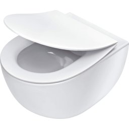 PEONIA Vas de WC, cu capac, fără bordură Finisaj: Alb CDED6ZPW