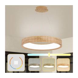 Brilagi - Lustră suspendată LED FALCON WOOD MODERN, 40 W, 230 V, Ø 60 cm, lemn
