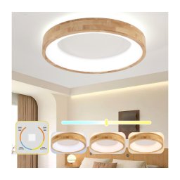 Plafonieră LED Brilagi-LED FALCON WOOD, 40W, 230V, 3 temperaturi de culoare (3000/4000/6000K), 60 cm, corp din lemn