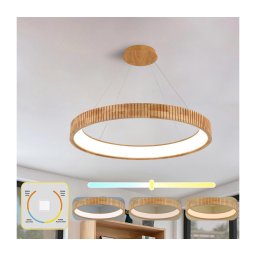 Brilagi - Lustră LED FALCON WOOD MODERN, suspendată pe cablu, LED/60W/230V, Ø 80 cm, lemn