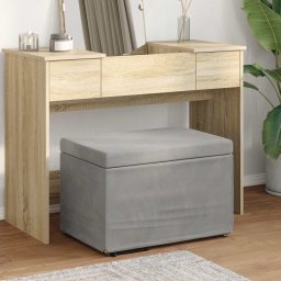Taburet Gri deschis 61 x 41 x 40 cm Catifea si lemn stratificat GartenMobel Dekor