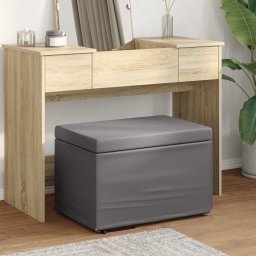 Taburet Gri 61 x 41 x 40 cm Piele ecologica si lemn stratificat GartenMobel Dekor