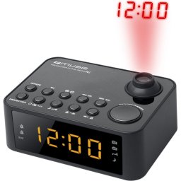 Radio cu ceas MUSE M-178 P, portabil, cu proiectie ajustabila, Dual Alarm, LED, AUX-in, Negru
