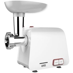 Masina de tocat Heinner Pearl 1340 MG-1340WH, 1340 W, accesoriu de rosii si carnati, cutit din inox, functie Reverse, 2 site de taiere, capacitate de tocare 1,2 kg/min, Alb