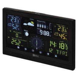 Statie meteo, EMOS, E6016, Ecran LCD, temperatura, umiditate, vreme, ceas, Negru