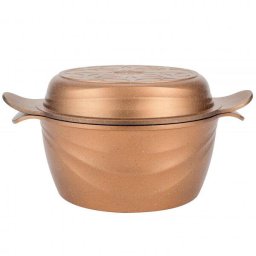 Oala Neoklein CS30 2in1, diametru 30 cm, capac tip tigaie, aluminiu turnat, invelis antiaderent, Gold