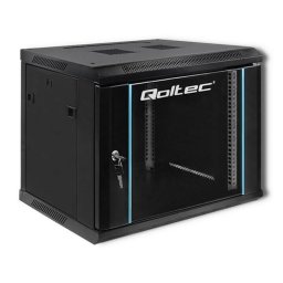 Rack 19" 9U, Qoltec, 54463, Capacitate Maxima De Incarcare Statica: 70 Kg, Sticla Securizata, Servere, Teletehnica, Energetica, Industrie, Usi Frontale Din Sticla Cu Incuietoare, Constructie Rezistenta, Suspendat, 600 x 500 x 450 mm, Negru