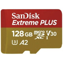 Card de memorie SanDisk Extreme Plus SDSQXBD-128G-GN6MA, MicroSDXC, 128 GB, UHS-I U3, Clasa 10, V30 + Adaptor SD