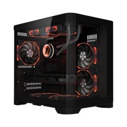 Carcasa PC 1STPLAYER Gaming UV5, Micro-ATX, 5 ventilatoare aRGB, telecomanda, Cube Tower, negru