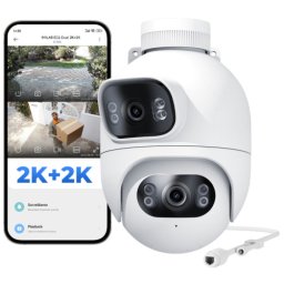 CAMERA IP Exterior Imilab, supraveghere 360 grade, 2K+2K, 2048x1080, IP66, dist. IR 30 m, 3 Mpx, RJ-45 + wireless, microfon, sirena, carcasa plastic, slot SD card da, "EC6 dual (2x2K)" (timbru verde 0.8 lei) EC6 dual (2x2K)