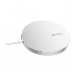 Incarcator wireless Baseus Simple Mini 3, magnetic, 15W, cablu Type-C la USB, 1.2 m, Argintiu
