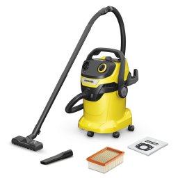 Aspirator umed/uscat Karcher WD 5 V-25/5/22, 1100W, capacitate 25L, 418x382x653mm, Galben-Negru